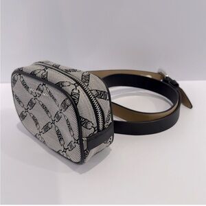 NWT Michael Kors Monogram Canvas Belt Bag in Black and Grey